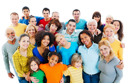 Large Group of Happy People standing together.